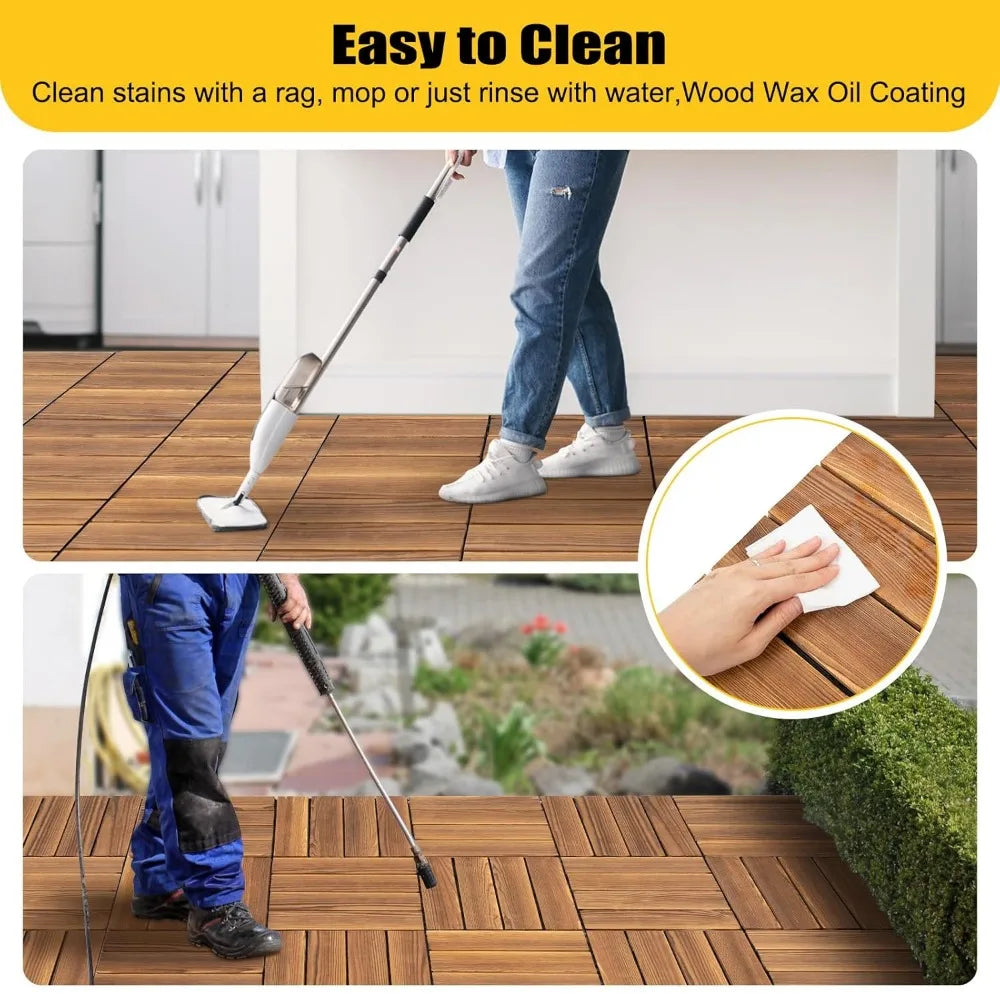 36 Pcs Interlocking Deck Tiles 12" x 12"Patio Flooring Outdoor Waterproof