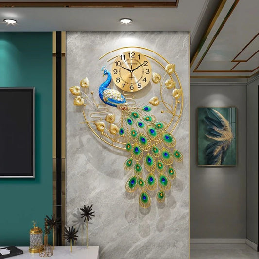 Watch Peacock Wall Clocks Living Room Creative Phoenix European Atmosphere Wall Clock Light Luxury Wall Clock Home Decor