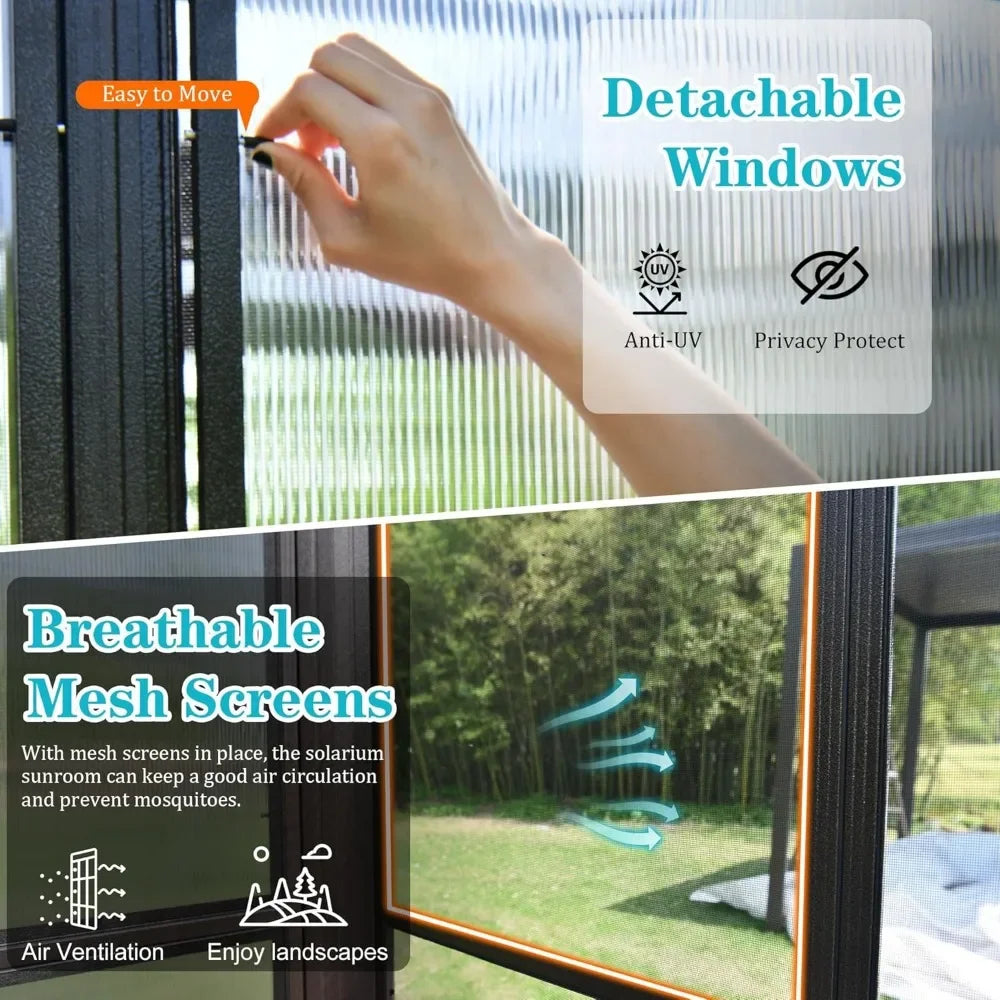 12x16FT all season sunroom, outdoor permanent wall mounted sunroom