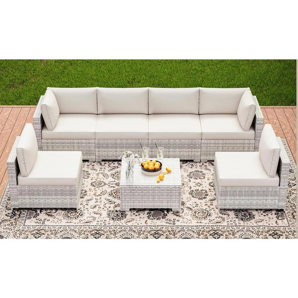 7 Pieces Patio Furniture Sets, Outdoor Furniture Patio Conversation Set,