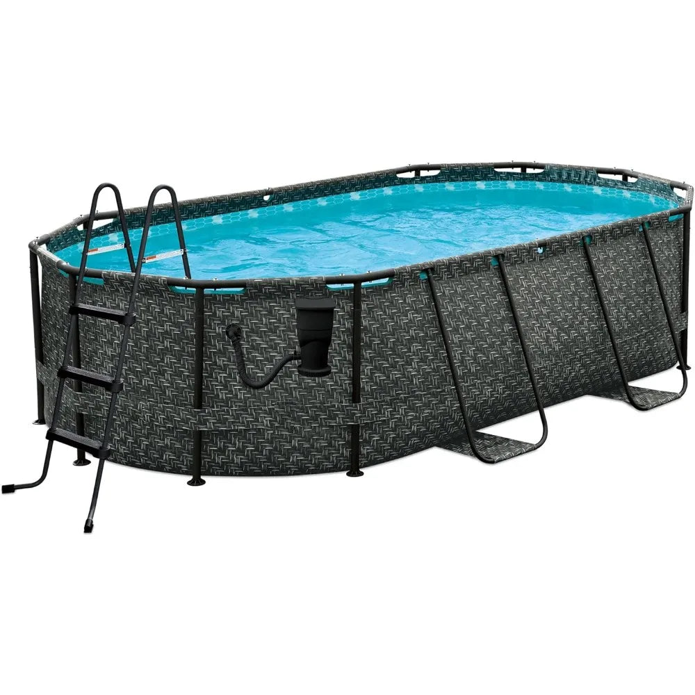 167 by 98 by 39.5 Inches Oasis Designer Oval Frame Outdoor Above Ground Swimming Pool