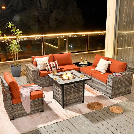 Patio Furniture Set,7 Piece Outdoor Sectional Couch Set