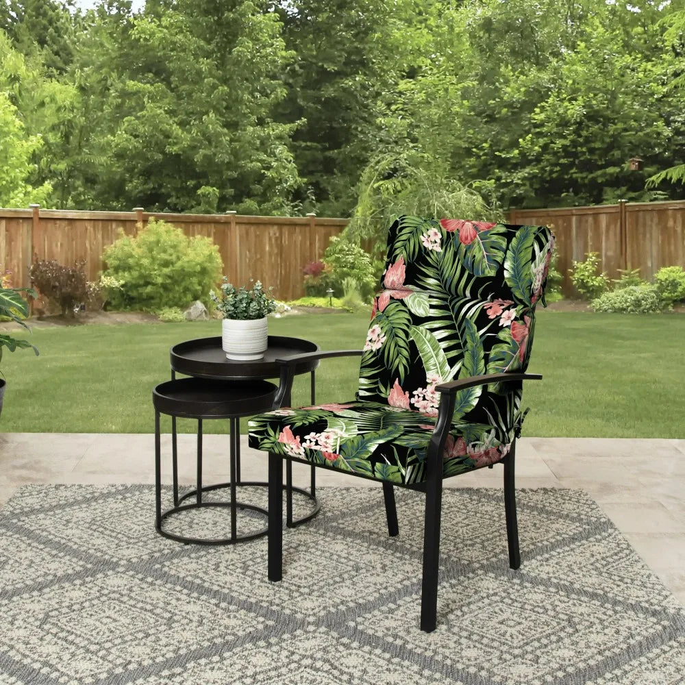 44" x 21" Black Tropical Rectangle Outdoor Chair Cushion, 1 Piece USA