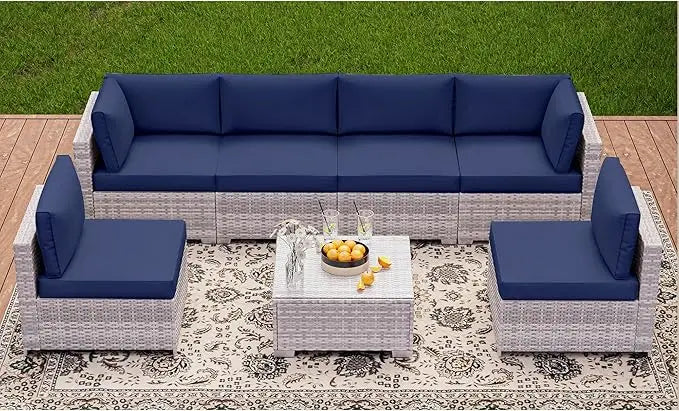 7 Pieces Patio Furniture Sets, Outdoor Furniture Patio Conversation Set,
