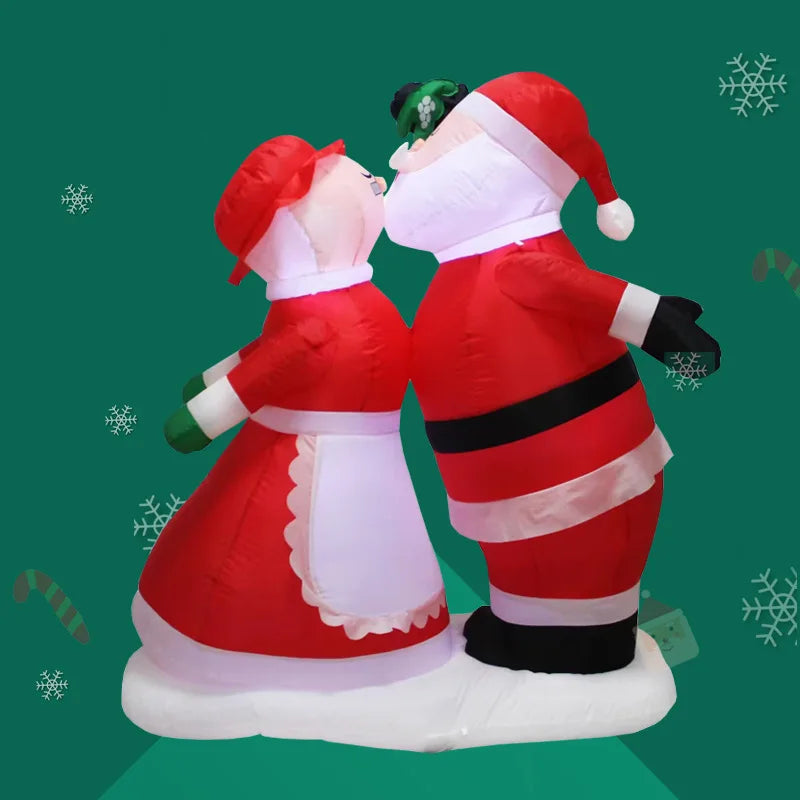 Christmas Inflatable Outdoor Santa Claus Couple with Lights Inflatable