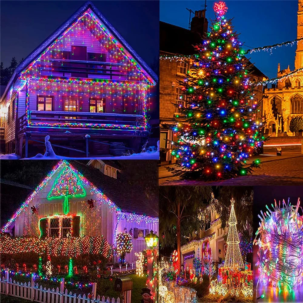 NEW 2024 Christmas Decorations Lights Solar Icicle Curtain Lights