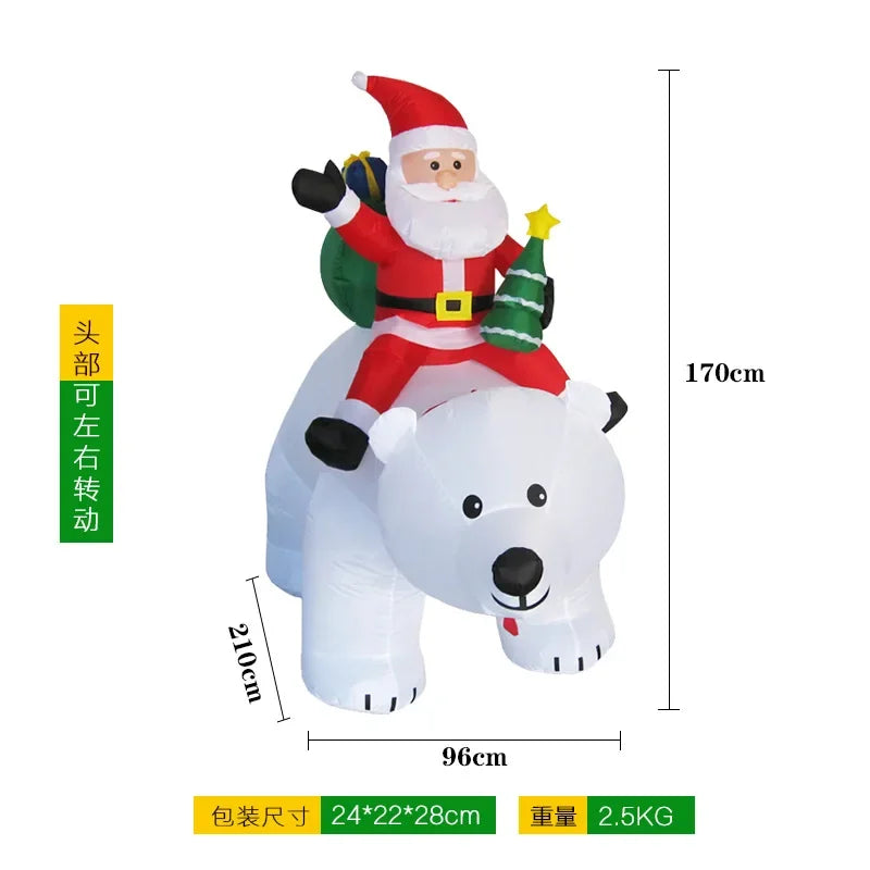 2.1x1.7M Christmas Inflatable Polar Bear Indoor Outdoor Backyard Party Garden
