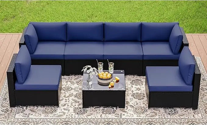 7 Pieces Patio Furniture Sets, Outdoor Furniture Patio Conversation Set,