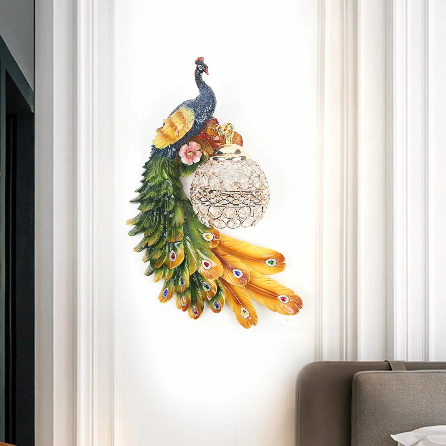 Peacock Wall Lamp Beautiful Decoration European Style Creative Wall Sconce USA