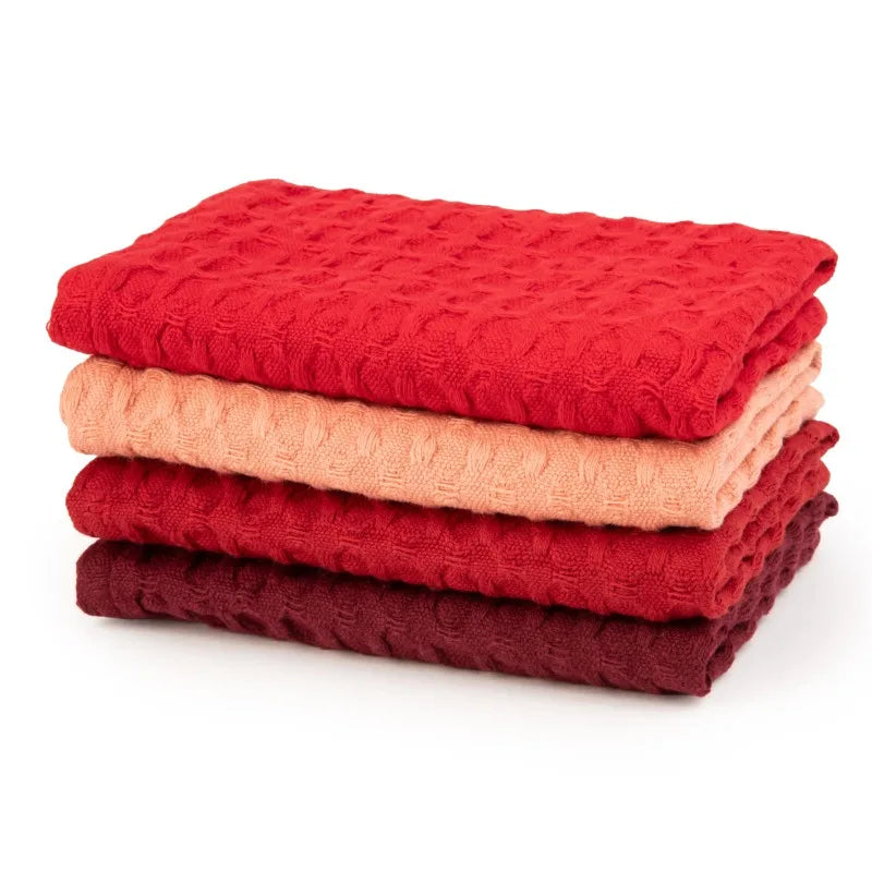 4 Pieces Waffle Dishcloths Red Convenient Size