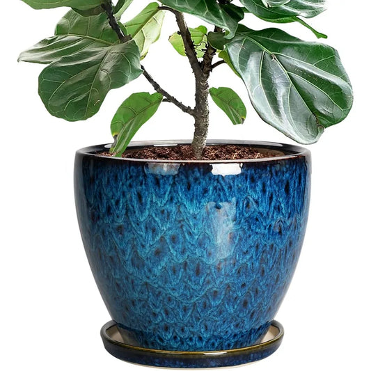 10 Inch Ceramic Planter Pot Round Plant Pot for Indoor Plants Outdoor